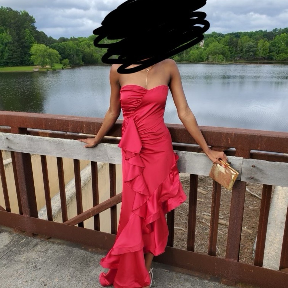 Fashion Nova Strapless Red Ruffle Dress